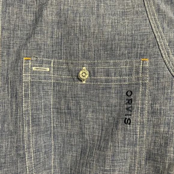 Orvis Tech Chambray Work Shirt Men’s Size Large Outdoors Button up Long Sleeve - Picture 5 of 6